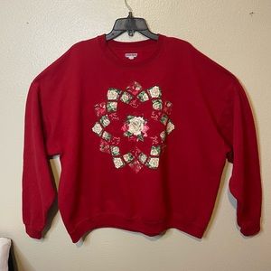 Vintage Holiday Red Crew Neck Cotton Sweater | 3XL
